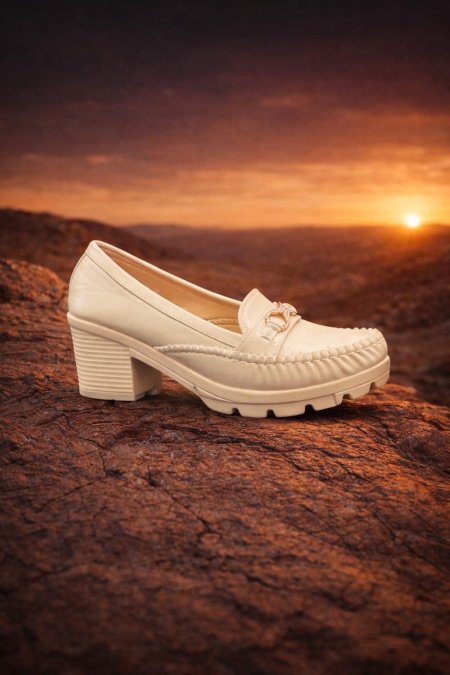 حذاء لوفر نسائي بكعب عريض (Platform