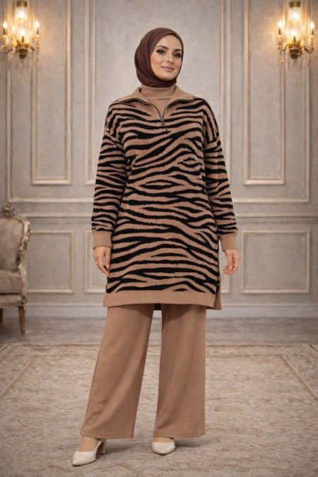 طقم نسائي (كنزة طويلة + بنطلون)