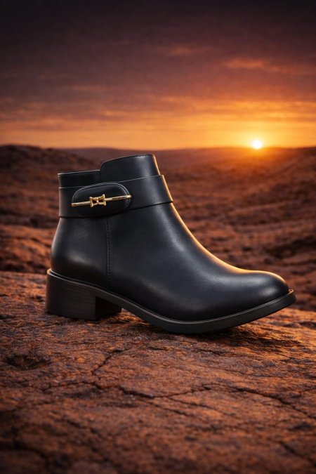 بوت نسائي كاحل بكعب منخفض (Women Ankle Boot