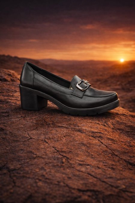 حذاء لوفر نسائي بكعب متوسط (Heeled