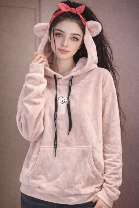 هودي بناتي شتوي فرو ناعم
