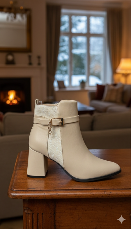 بوت نسائي كاحل بكعب عريض