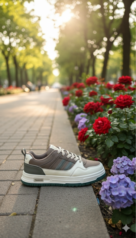 حذاء BOSS رياضي أسود بتفاصيل ذهبية.