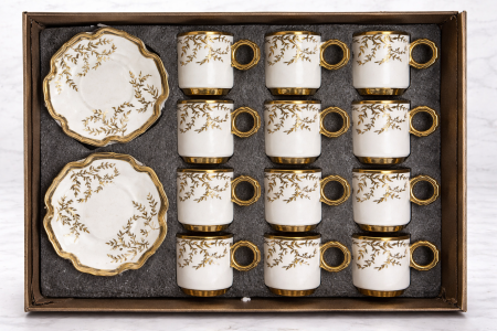 طقم فناجين قهوة فخم مع صحون