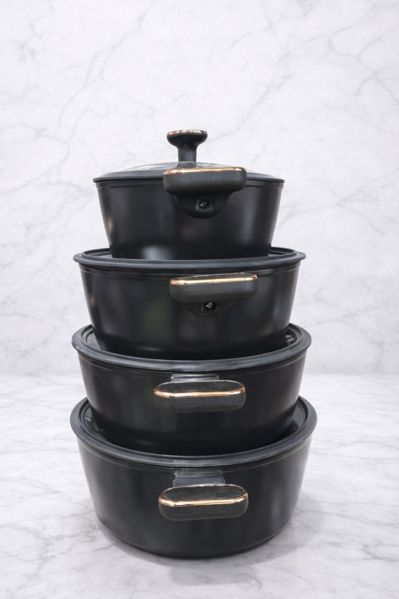 طقم قدور جرانيت أسود – 4 قطع متدرجة
