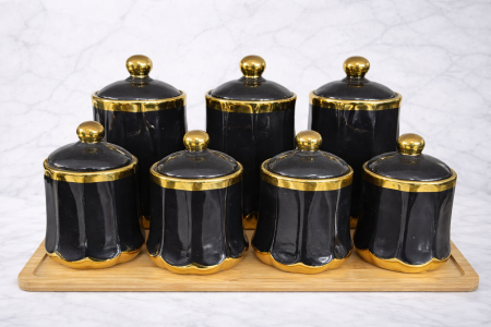 طقم مرطبانات مطبخ أسود