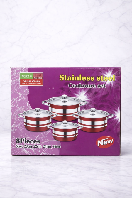 طقم قدور ستانلس ستيل 8 قطع