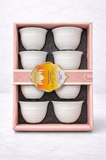 طقم فناجين/أكواب بورسلان أبيض