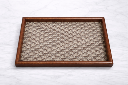 صينية تقديم خشب فخمة بنقشة قماش كلاسيكية