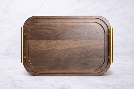 صينية تقديم خشب فاخرة بمقابض ذهبية